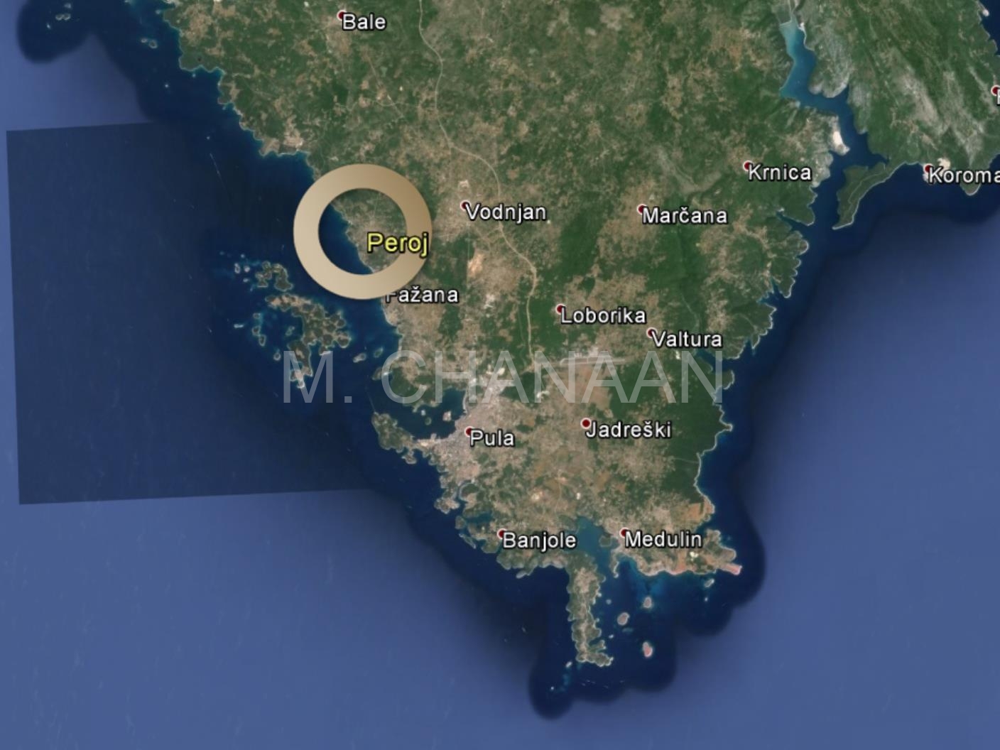 Lokacija naselja Peroj u regiji